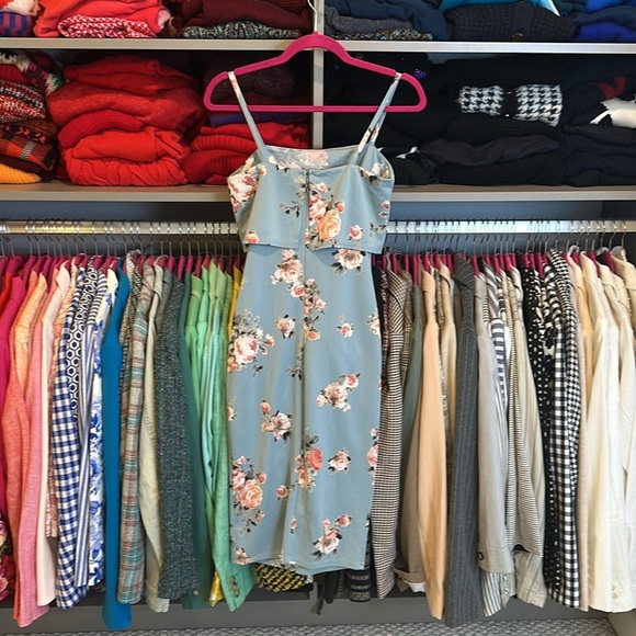 Soprano blue/white/pink floral print back zipper closure dress size XS - Picture 3 of 3